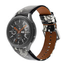 For Samsung Galaxy Watch5 Pro 45mm/5 44mm/5 40mm Genuine Leather Watch Band(Black Grey Flowers)