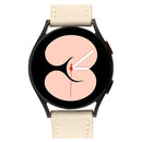For Samsung Galaxy Watch5 Pro 45mm/5 44mm/5 40mm Plain Weave Leather Watch Band(Beige White)