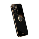 For OPPO A57 4G XINLI Straight Edge Electroplate TPU Phone Case with Ring(Black)