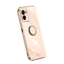 For OPPO A57 4G XINLI Straight Edge Electroplate TPU Phone Case with Ring(Pink)