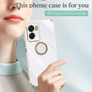 For OPPO A57 4G XINLI Straight Edge Electroplate TPU Phone Case with Ring(Pink)