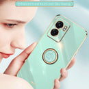 For OPPO A57 4G XINLI Straight Edge Electroplate TPU Phone Case with Ring(Celestial Blue)
