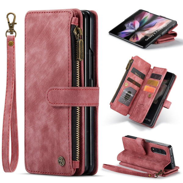 For Samsung Galaxy Z Fold4 5G CaseMe C30 Multifunctional Phone Leather Phone Case(Red)