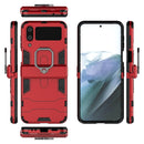 For Samsung Galaxy Z Flip4 PC + TPU Shockproof Protective Phone Case with Magnetic Ring Holder(Red)