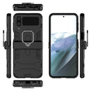 For Samsung Galaxy Z Flip4 PC + TPU Shockproof Protective Phone Case with Magnetic Ring Holder(Black)