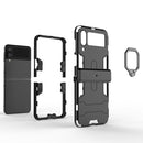 For Samsung Galaxy Z Flip4 PC + TPU Shockproof Protective Phone Case with Magnetic Ring Holder(Red)