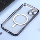 For iPhone 14 MagSafe Electroplating Straight TPU Phone Case (Black)