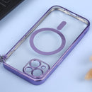 For iPhone 14 MagSafe Electroplating Straight TPU Phone Case (Purple)