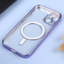 For iPhone 14 MagSafe Electroplating Straight TPU Phone Case (Purple)
