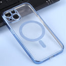 For iPhone 14 MagSafe Electroplating Straight TPU Phone Case (Blue)