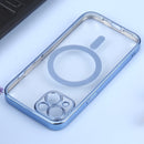 For iPhone 14 MagSafe Electroplating Straight TPU Phone Case (Blue)
