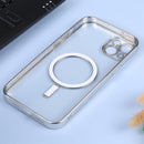 For iPhone 14 MagSafe Electroplating Straight TPU Phone Case (Silver)