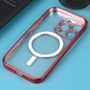 MagSafe Electroplating Straight TPU Phone Case For iPhone 14 Pro(Red)