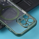 MagSafe Electroplating Straight TPU Phone Case For iPhone 14 Pro(Dark Green)