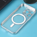 MagSafe Electroplating Straight TPU Phone Case For iPhone 14 Pro(Silver)