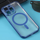 MagSafe Electroplating Straight TPU Phone Case For iPhone 14 Pro(Dark Blue)