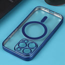 MagSafe Electroplating Straight TPU Phone Case For iPhone 14 Pro(Dark Blue)