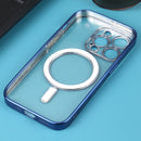 MagSafe Electroplating Straight TPU Phone Case For iPhone 14 Pro(Dark Blue)