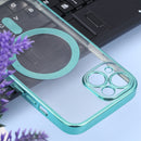 MagSafe Electroplating Straight TPU Phone Case For iPhone 13(Green)