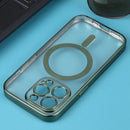 MagSafe Electroplating Straight TPU Phone Case For iPhone 13 Pro(Dark Green)