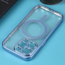 MagSafe Electroplating Straight TPU Phone Case For iPhone 13 Pro(Blue)