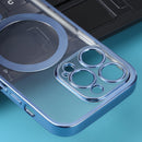 MagSafe Electroplating Straight TPU Phone Case For iPhone 13 Pro(Blue)