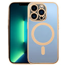 For iPhone 13 Pro Max MagSafe Electroplating Straight TPU Phone Case (Gold)