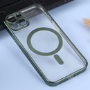 MagSafe Electroplating Straight TPU Phone Case For iPhone 12(Dark Green)