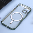MagSafe Electroplating Straight TPU Phone Case For iPhone 12(Dark Green)