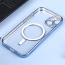 MagSafe Electroplating Straight TPU Phone Case For iPhone 12(Blue)