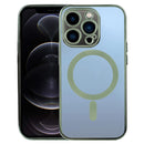 MagSafe Electroplating Straight TPU Phone Case For iPhone 12 Pro(Dark Green)