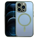MagSafe Electroplating Straight TPU Phone Case For iPhone 12 Pro Max(Dark Green)