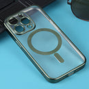 MagSafe Electroplating Straight TPU Phone Case For iPhone 12 Pro Max(Dark Green)