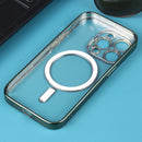 MagSafe Electroplating Straight TPU Phone Case For iPhone 11 Pro Max(Dark Green)