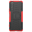 For Sony Xperia 1 II Tire Texture Shockproof TPU+PC Protective Case with Holder(Red)