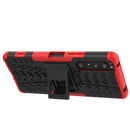 For Sony Xperia 1 II Tire Texture Shockproof TPU+PC Protective Case with Holder(Red)