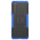 For Sony Xperia 1 II Tire Texture Shockproof TPU+PC Protective Case with Holder(Blue)