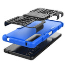 For Sony Xperia 1 II Tire Texture Shockproof TPU+PC Protective Case with Holder(Blue)