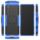 For Sony Xperia 1 II Tire Texture Shockproof TPU+PC Protective Case with Holder(Blue)