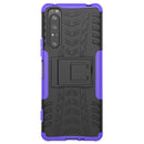For Sony Xperia 1 II Tire Texture Shockproof TPU+PC Protective Case with Holder(Purple)