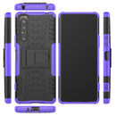 For Sony Xperia 1 II Tire Texture Shockproof TPU+PC Protective Case with Holder(Purple)