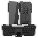 For Sony Xperia 1 II Tire Texture Shockproof TPU+PC Protective Case with Holder(White)