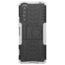 For Sony Xperia 1 II Tire Texture Shockproof TPU+PC Protective Case with Holder(White)