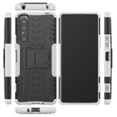For Sony Xperia 1 II Tire Texture Shockproof TPU+PC Protective Case with Holder(White)