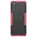 For Sony Xperia 1 II Tire Texture Shockproof TPU+PC Protective Case with Holder(Rose Red)