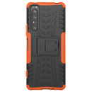 For Sony Xperia 1 II Tire Texture Shockproof TPU+PC Protective Case with Holder(Orange)