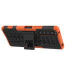 For Sony Xperia 1 II Tire Texture Shockproof TPU+PC Protective Case with Holder(Orange)