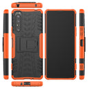 For Sony Xperia 1 II Tire Texture Shockproof TPU+PC Protective Case with Holder(Orange)
