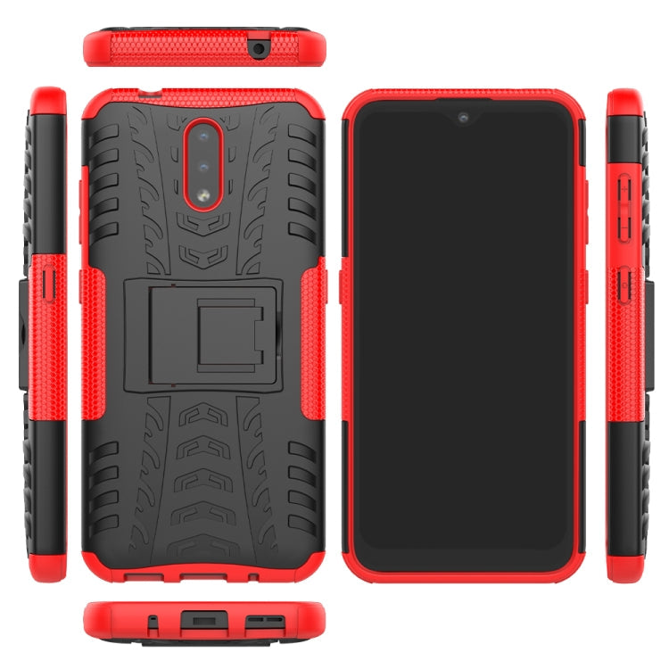 For Nokia 2.3 Tire Texture Shockproof TPU+PC Protective Case with Holder(Red)