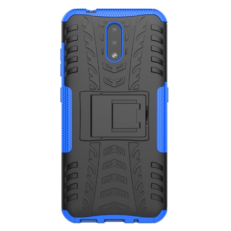 For Nokia 2.3 Tire Texture Shockproof TPU+PC Protective Case with Holder(Blue)